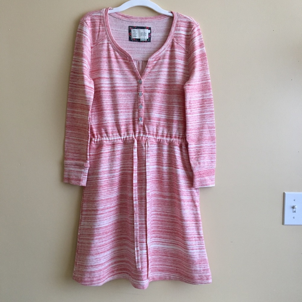 Anthropologie Dress, Saturday Sunday, Henley Top, tie waist, coral, red, XS